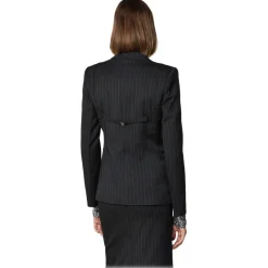 Patrizia Pepe - Single-Breasted Pinstripe Jacket - Black - Jacket - Made in Italy - Luxury Exclusive Collection - Avvenice