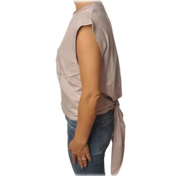 Patrizia Pepe - Sleeveless T-Shirt with Opening on the Back - Light Pink - T-shirt - Made in Italy - Luxury Exclusive Collection - Avvenice