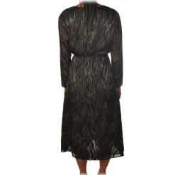 Patrizia Pepe - Soft Model Dress with Wide V Neckline - Fantasy/Black - Dress - Made in Italy - Luxury Exclusive Collection - Avvenice