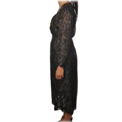 Patrizia Pepe - Soft Model Dress with Wide V Neckline - Fantasy/Black - Dress - Made in Italy - Luxury Exclusive Collection - Avvenice