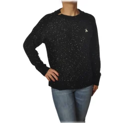 Patrizia Pepe - Sweater Round Neck with Paillettes - Black - Pullover - Made in Italy - Luxury Exclusive Collection - Avvenice