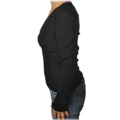 Patrizia Pepe - Sweater V-neck Model with Shoulder Straps - Black - Pullover - Made in Italy - Luxury Exclusive Collection - Avvenice