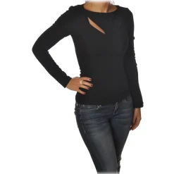 Patrizia Pepe - Sweater with Front and Back Opening - Black - Pullover - Made in Italy - Luxury Exclusive Collection - Avvenice