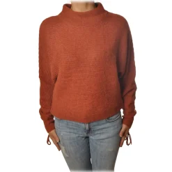 Patrizia Pepe - Sweater Wide Model with Crater Neck - Dark Orange - Pullover - Made in Italy - Luxury Exclusive Collection - Avvenice