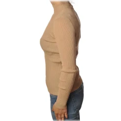 Patrizia Pepe - Sweater with Long Sleeves in Stretch Yarn - Beige - Pullover - Made in Italy - Luxury Exclusive Collection - Avvenice