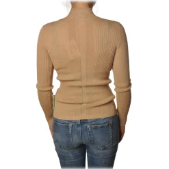 Patrizia Pepe - Sweater with Long Sleeves in Stretch Yarn - Beige - Pullover - Made in Italy - Luxury Exclusive Collection - Avvenice