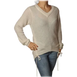 Patrizia Pepe - Sweater with Front and Back Opening - White - Pullover - Made in Italy - Luxury Exclusive Collection - Avvenice