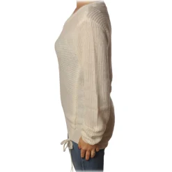Patrizia Pepe - Sweater with Front and Back Opening - White - Pullover - Made in Italy - Luxury Exclusive Collection - Avvenice