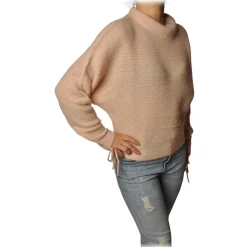Patrizia Pepe - Sweater Wide Model with Crater Neck - Light Pink - Pullover - Made in Italy - Luxury Exclusive Collection - Avvenice