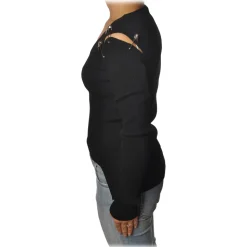 Patrizia Pepe - Sweater with Opening on the Shoulder - Black - Pullover - Made in Italy - Luxury Exclusive Collection - Avvenice