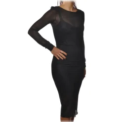 Patrizia Pepe - Tight Sheath Dress in Transparent Fabric with Slip - Black - Dress - Made in Italy - Luxury Exclusive Collection - Avvenice