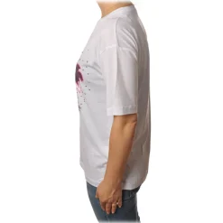 Patrizia Pepe - T-shirt Round-Neck Model with Print and Strass - White - T-shirt - Made in Italy - Luxury Exclusive Collection - Avvenice