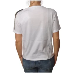Patrizia Pepe - T-shirt Round-Neck Model with Brooch Detail - White - T-shirt - Made in Italy - Luxury Exclusive Collection - Avvenice