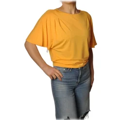 Patrizia Pepe - T-shirt Short Sleeves with Pence Detail - Yellow - T-shirt - Made in Italy - Luxury Exclusive Collection - Avvenice