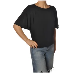 Patrizia Pepe - T-shirt Short Sleeves with Pence Detail - Black - T-shirt - Made in Italy - Luxury Exclusive Collection - Avvenice