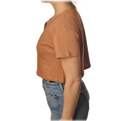 Patrizia Pepe - T-shirt with Gold Chain Detail - Orange - T-shirt - Made in Italy - Luxury Exclusive Collection - Avvenice