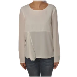 Patrizia Pepe - Tunic with Long Sleeve and Cut on the Front - White - Shirt - Made in Italy - Luxury Exclusive Collection - Avvenice