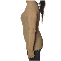 Patrizia Pepe - Tunic with Long Sleeve Plissé - Beige - Shirt - Made in Italy - Luxury Exclusive Collection - Avvenice