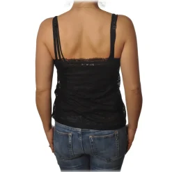 Patrizia Pepe - V-neck Tank Top in Stretch Lace - Black - T-shirt - Made in Italy - Luxury Exclusive Collection - Avvenice