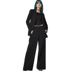 Patrizia Pepe - Wide Leg Trousers in Technical Fabric - Black - Trousers - Made in Italy - Luxury Exclusive Collection - Avvenice