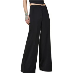 Patrizia Pepe - Wide Leg Trousers in Technical Fabric - Black - Trousers - Made in Italy - Luxury Exclusive Collection - Avvenice