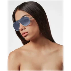 Philipp Plein - Target Leather Collection - Black Turquoise Mirror - Sunglasses - Philipp Plein Eyewear - Avvenice