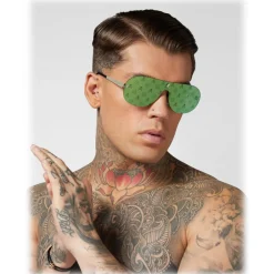 Philipp Plein - Target Monogram Collection - Nickel and Mirrored Green - Sunglasses - Philipp Plein Eyewear - Avvenice