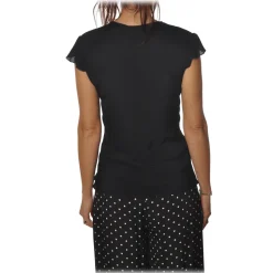 Pinko - Blouse Popcorn V-neck with Half Cap Sleeves - Black - Shirt - Made in Italy - Luxury Exclusive Collection - Avvenice