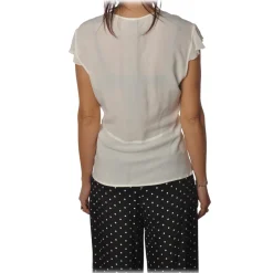 Pinko - Blouse Popcorn V-neck with Half Cap Sleeves - White - Shirt - Made in Italy - Luxury Exclusive Collection - Avvenice