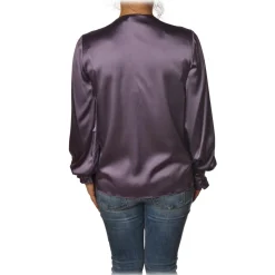 Pinko - Blouse Renzo with Long Sleeve and V-neck in Silk - Purple - Shirt - Made in Italy - Luxury Exclusive Collection - Avvenice