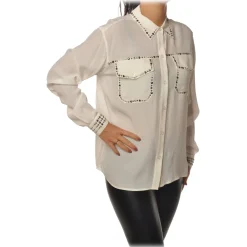 Pinko - Blouse Rilassato with Studs Details - White - Shirt - Made in Italy - Luxury Exclusive Collection - Avvenice