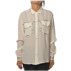 Pinko - Blouse Rilassato with Studs Details - White - Shirt - Made in Italy - Luxury Exclusive Collection - Avvenice