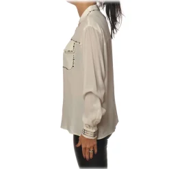 Pinko - Blouse Rilassato with Studs Details - White - Shirt - Made in Italy - Luxury Exclusive Collection - Avvenice