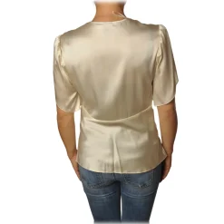Pinko - Blouse William with Tulip-Shaped Sleeves in Silk - Ivory - Shirt - Made in Italy - Luxury Exclusive Collection - Avvenice