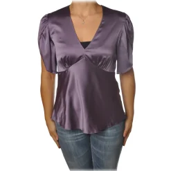 Pinko - Blouse William with Tulip-Shaped Sleeves in Silk - Purple - Shirt - Made in Italy - Luxury Exclusive Collection - Avvenice