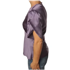Pinko - Blouse William with Tulip-Shaped Sleeves in Silk - Purple - Shirt - Made in Italy - Luxury Exclusive Collection - Avvenice