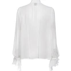 Pinko - Blouse with Sash Neck and Ruffles - White - Shirts - Made in Italy - Luxury Exclusive Collection - Avvenice