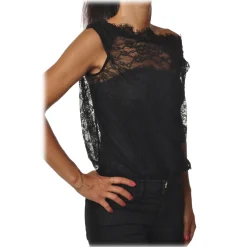 Pinko - Body Trattare in Lace with Underlying Band - Black - Top - Made in Italy - Luxury Exclusive Collection - Avvenice