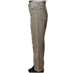 Pinko - Boyfriend Jeans Maddie8 in Gray Canvas with Strass - Gray - Trousers - Made in Italy - Luxury Exclusive Collection - Avvenice