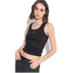 Pinko - Cannetè Cotton Tank Top with Logo - Black - Top - Made in Italy - Luxury Exclusive Collection - Avvenice