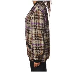 Pinko - Cardigan Rain with Long Sleeve and Gold Buttons - Brown/Purple - Sweater - Made in Italy - Luxury Exclusive Collection - Avvenice