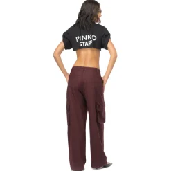 Pinko - Cargo Prince of Wales Pattern - Bordeaux - Trousers - Made in Italy - Luxury Exclusive Collection - Avvenice