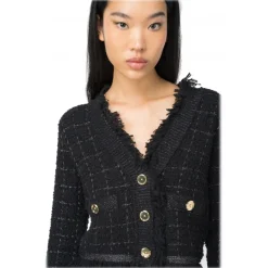 Pinko - Check Lurex Patterned Short Jacket - Black - Jacket - Made in Italy - Luxury Exclusive Collection - Avvenice
