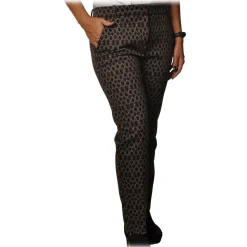 Pinko - Cigarette Trousers Bello95 in Geometric Pattern - Black/Brown - Trousers - Made in Italy - Luxury Exclusive Collection - Avvenice