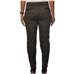 Pinko - Cigarette Trousers Bello95 in Geometric Pattern - Black/Brown - Trousers - Made in Italy - Luxury Exclusive Collection - Avvenice