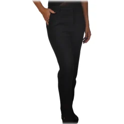 Pinko - Cigarette Trousers Bella6 of Woolly Drill - Black - Trousers - Made in Italy - Luxury Exclusive Collection - Avvenice