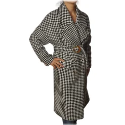 Pinko - Coat Alluvione1 Double Breasted Oversized - Black/White - Jacket - Made in Italy - Luxury Exclusive Collection - Avvenice