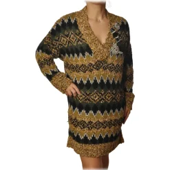 Pinko - Densista Dress in Jaquard Boucle Knit - Yellow/green/Black - Dress - Made in Italy - Luxury Exclusive Collection - Avvenice
