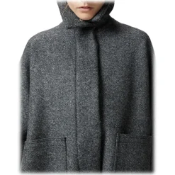 Pinko - Diagonal Cloth Zip Caban - Grey - Jacket - Made in Italy - Luxury Exclusive Collection - Avvenice