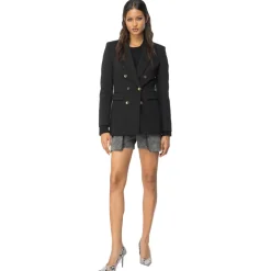 Pinko - Double Breasted Jacket with Gold Buttons - Black - Jacket - Made in Italy - Luxury Exclusive Collection - Avvenice
